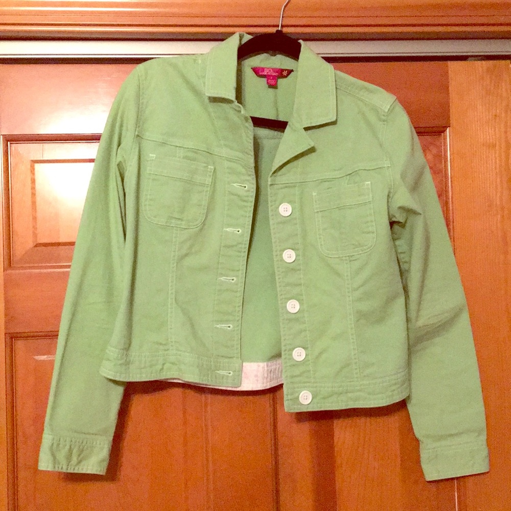 Green denim jacket